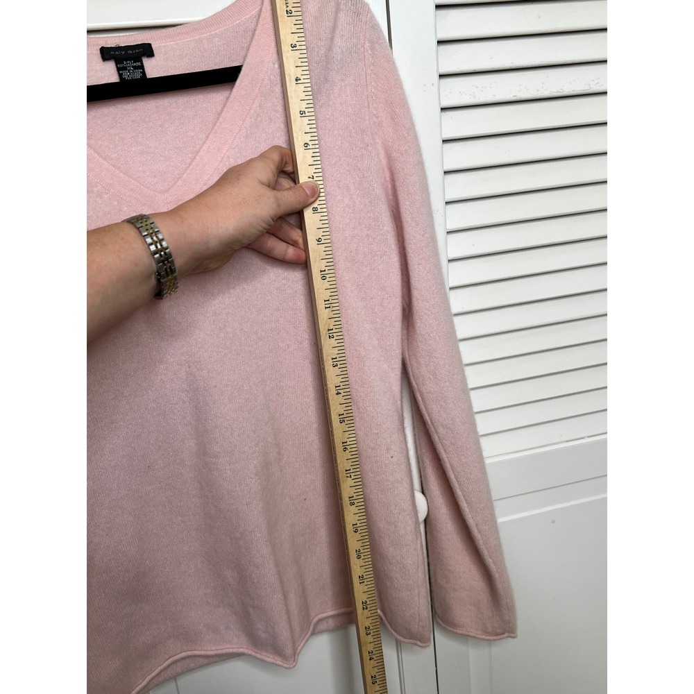 100% Cashmere V Neck Sweater XL Pink Balletcore Coquette Quiet Luxury - Picture 6 of 6